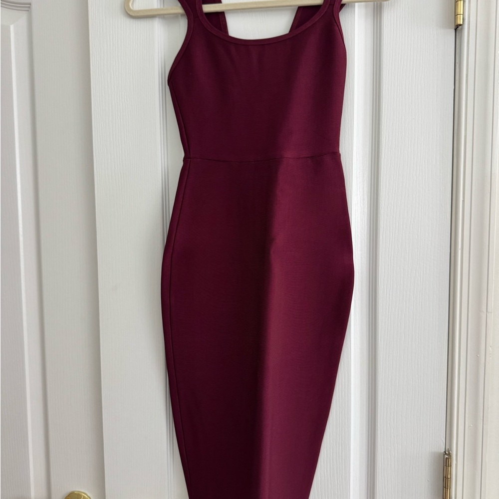 House of CB Sleeveless Midi Dress in Burgundy